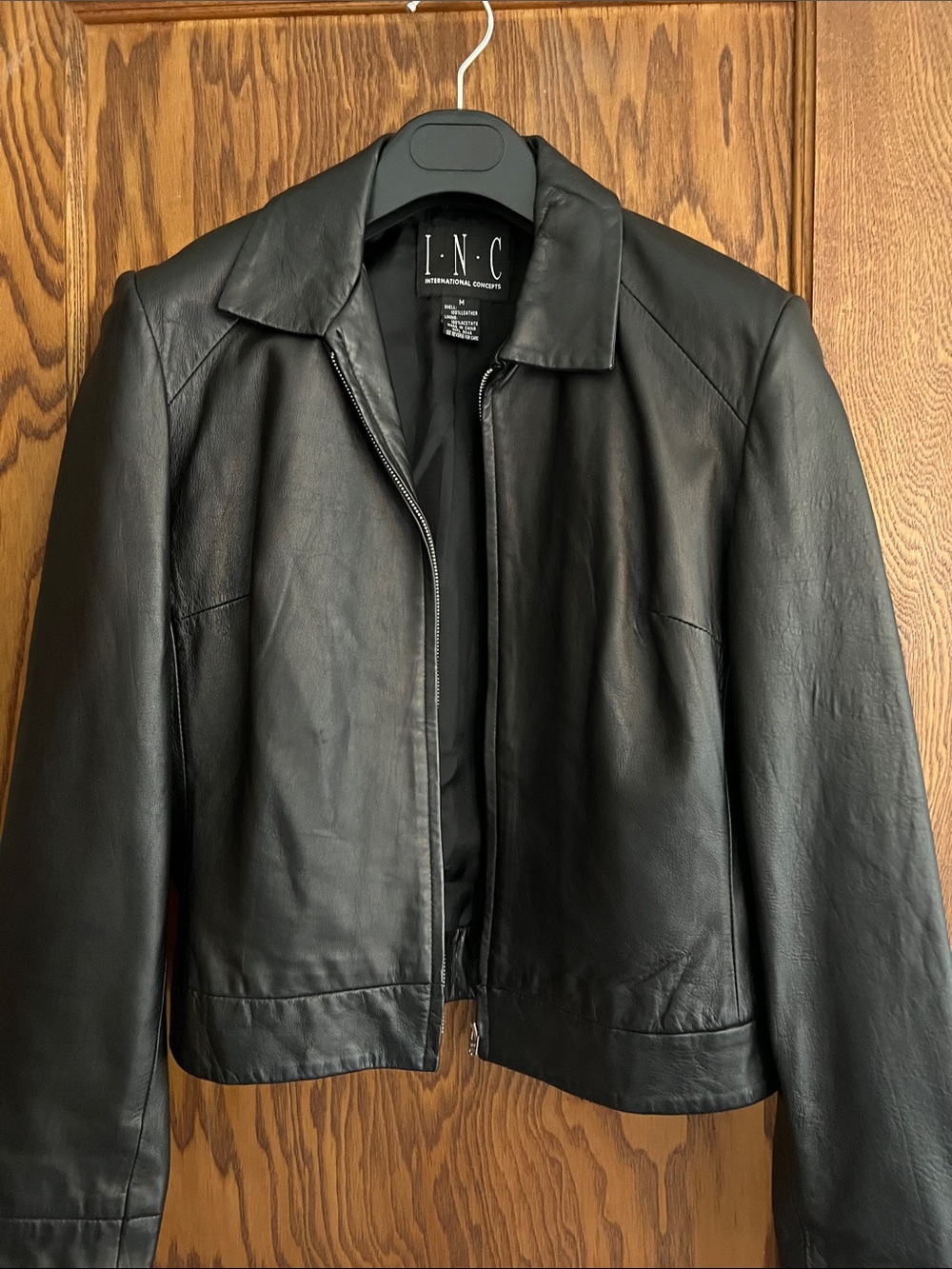 Incotex Black Leather Zip-Front Jacket